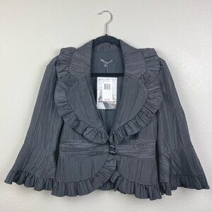 VTG Betsy Johnson Women's 8 Deadstock Vintage Ruffle Hem Blazer Jacket Steampunk